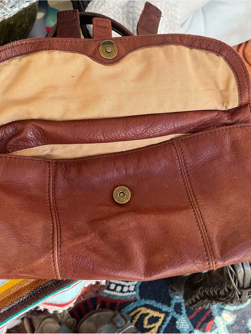 Vintage Lucky Brand Brown Leather Satchel Purse